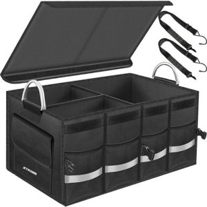 Organizer Auto baule portaoggetti bagagliaio pieghevole nero con tasche