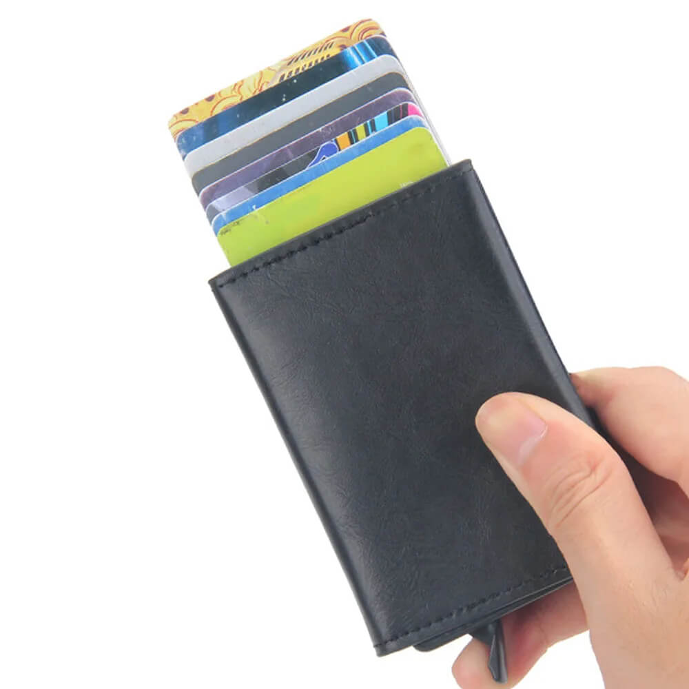 Portafoglio Uomo Porta Carte di Credito Monete Slim Piccolo Sottile Zip RFID - immagine 3