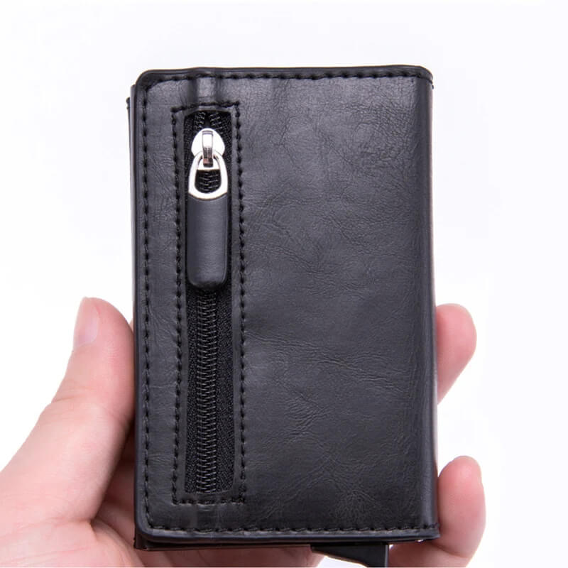 Portafoglio Uomo Porta Carte di Credito Monete Slim Piccolo Sottile Zip RFID - immagine 8