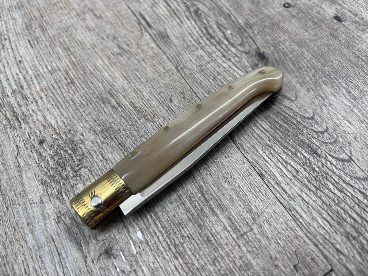 COLTELLO S’ARRESOJA – MOD. PATTADA – COLTELLO DA SCANNO ARTIGIANALE – MANICO IN CORNO BOVINO - immagine 6
