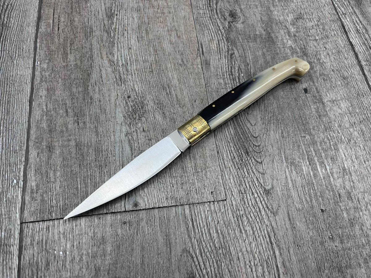 COLTELLO S’ARRESOJA – MOD. PATTADA – COLTELLO DA SCANNO ARTIGIANALE – MANICO IN CORNO BOVINO - immagine 7