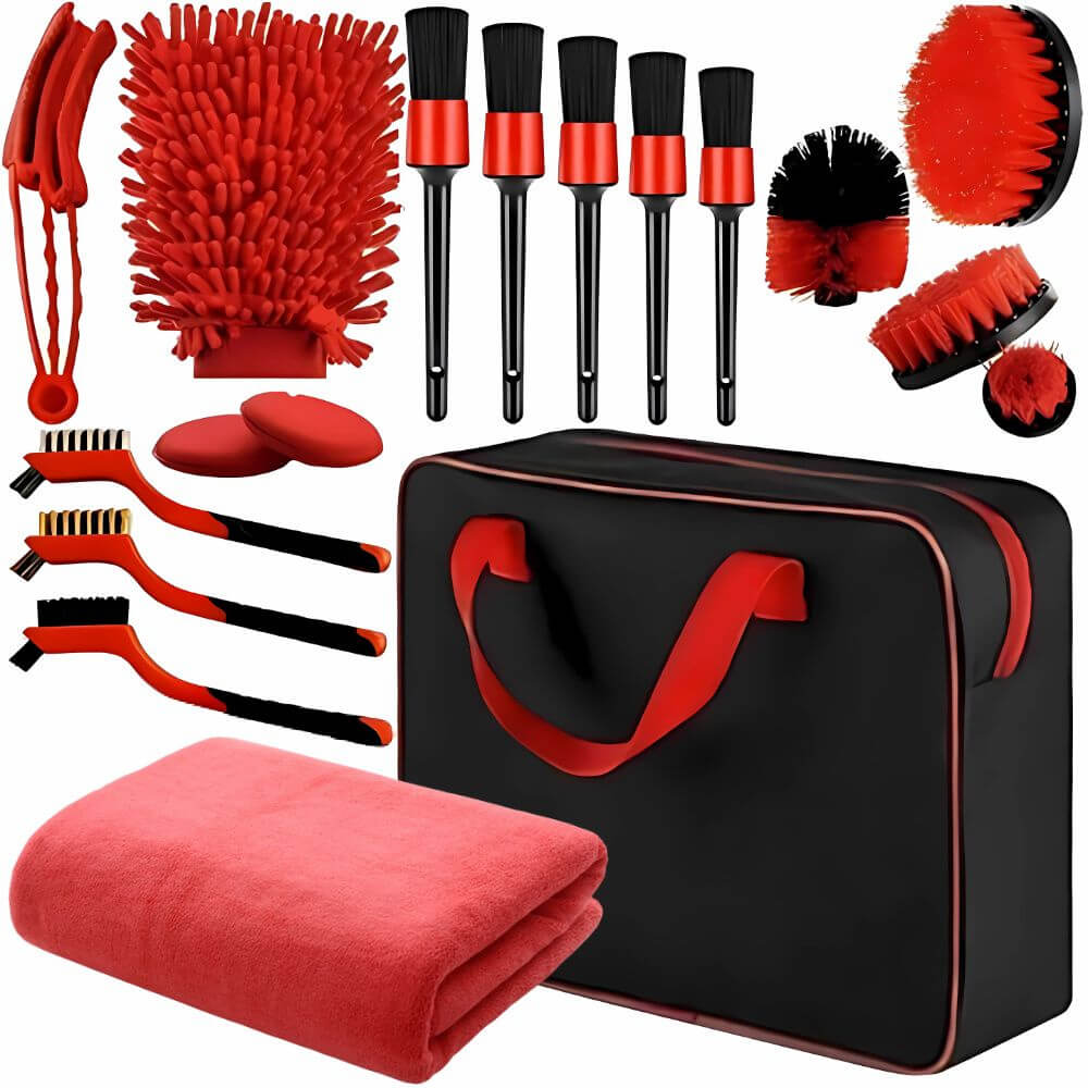 Kit Lavaggio Auto Completo 19 Pezzi Accessori Pulizia Interni Esterni Nuovo