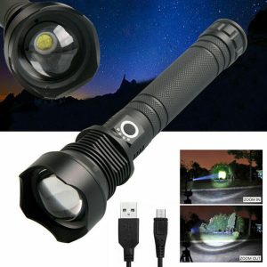 Torcia ricaricabile militare tattica t6 con zoom luce super potente led con cono